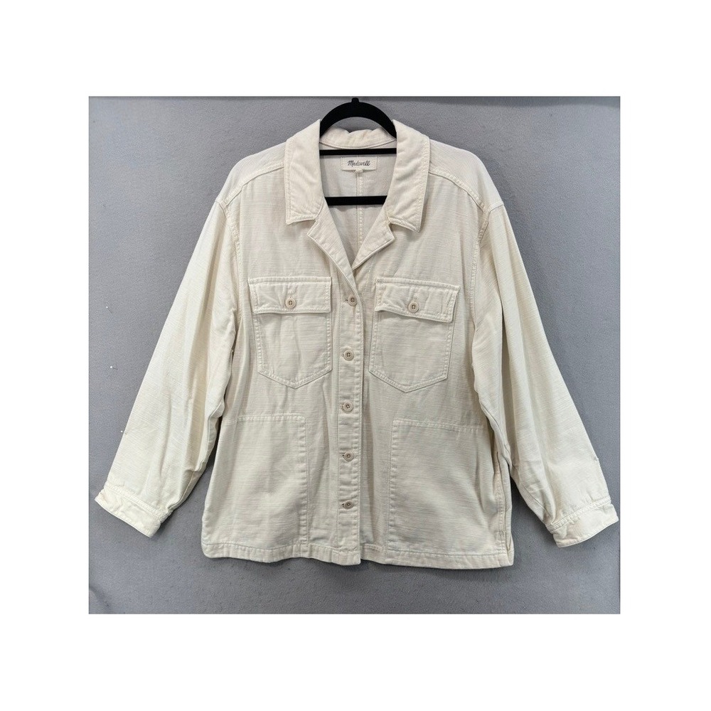 Madewell Jacket Womens XXL Chore Cream Cotton Utility Button Up Coat‎ Shacket